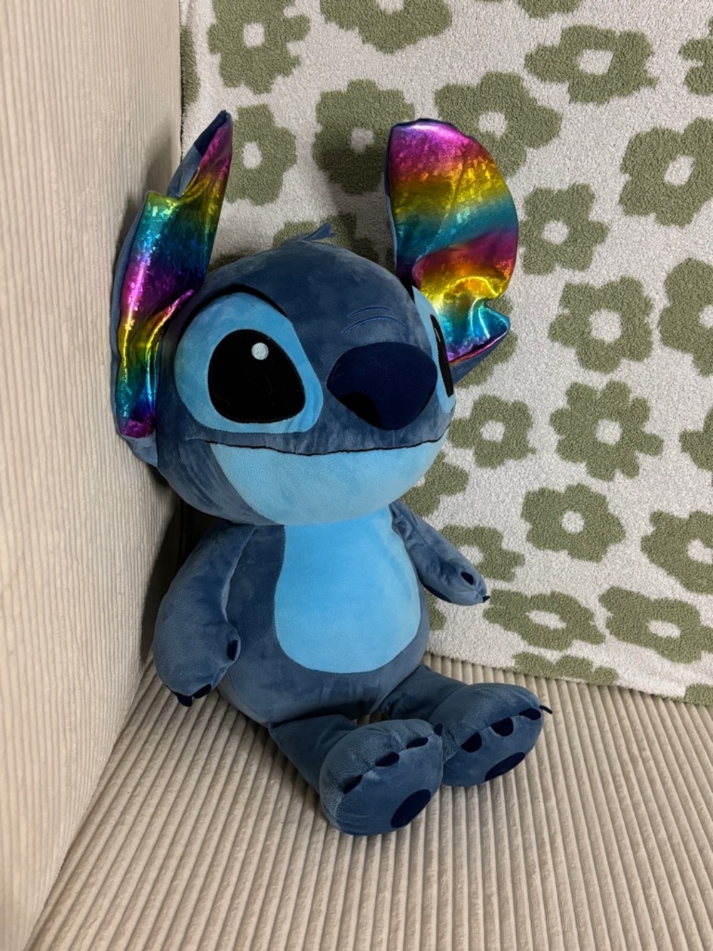 Disney Stitch Plush with Iridescent Rainbow Ears - Blue